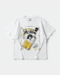 Camiseta Cubica Drinks Big Front Oversize Basic Blanco