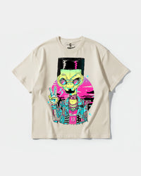 Camiseta Alien In Miami Big Front Oversize Basic Beige
