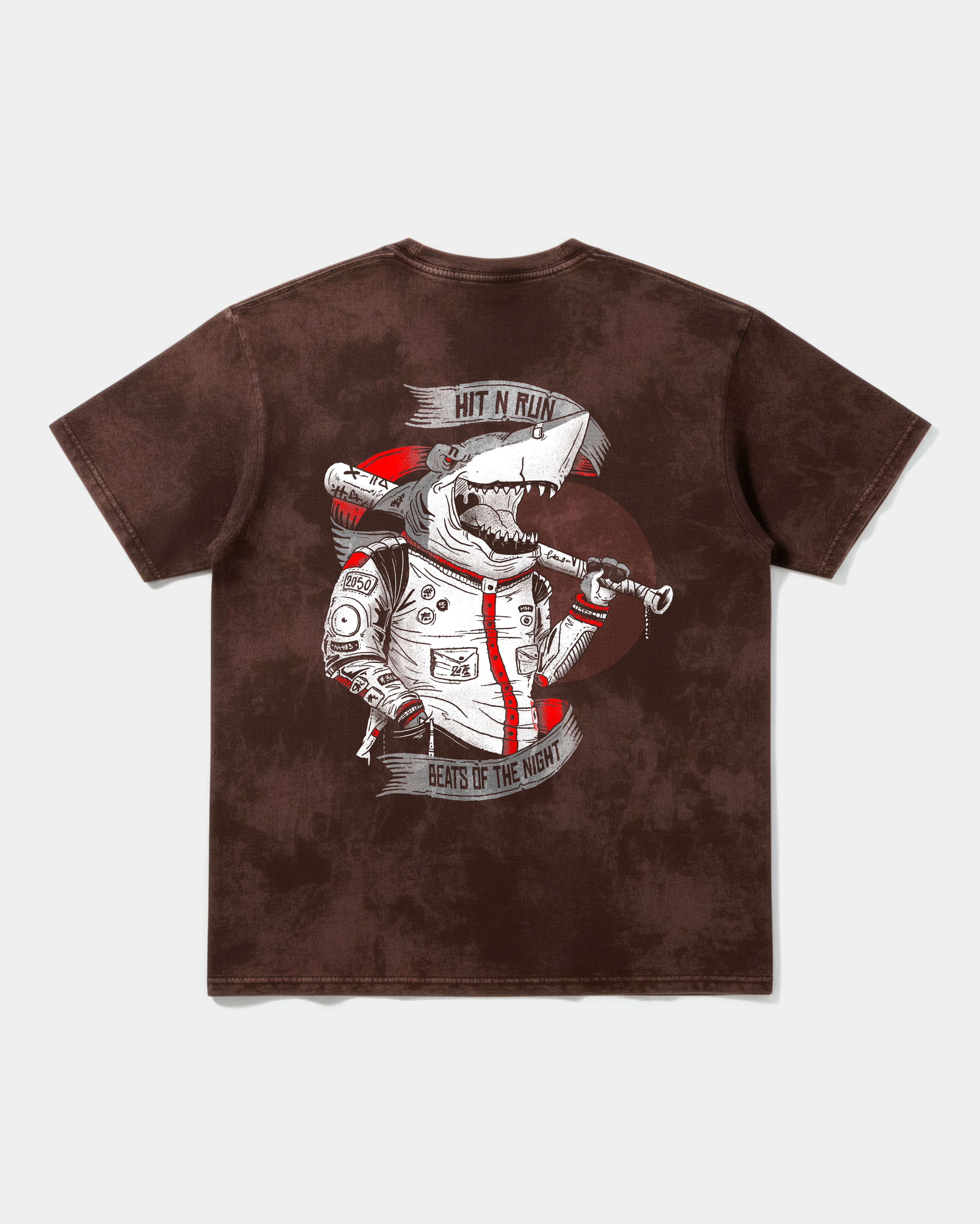 Camiseta Baseball Shark Big Back Oversize Acid Marron