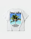 Camiseta Ocean Is Calling Big Back Oversize Basic Blanco