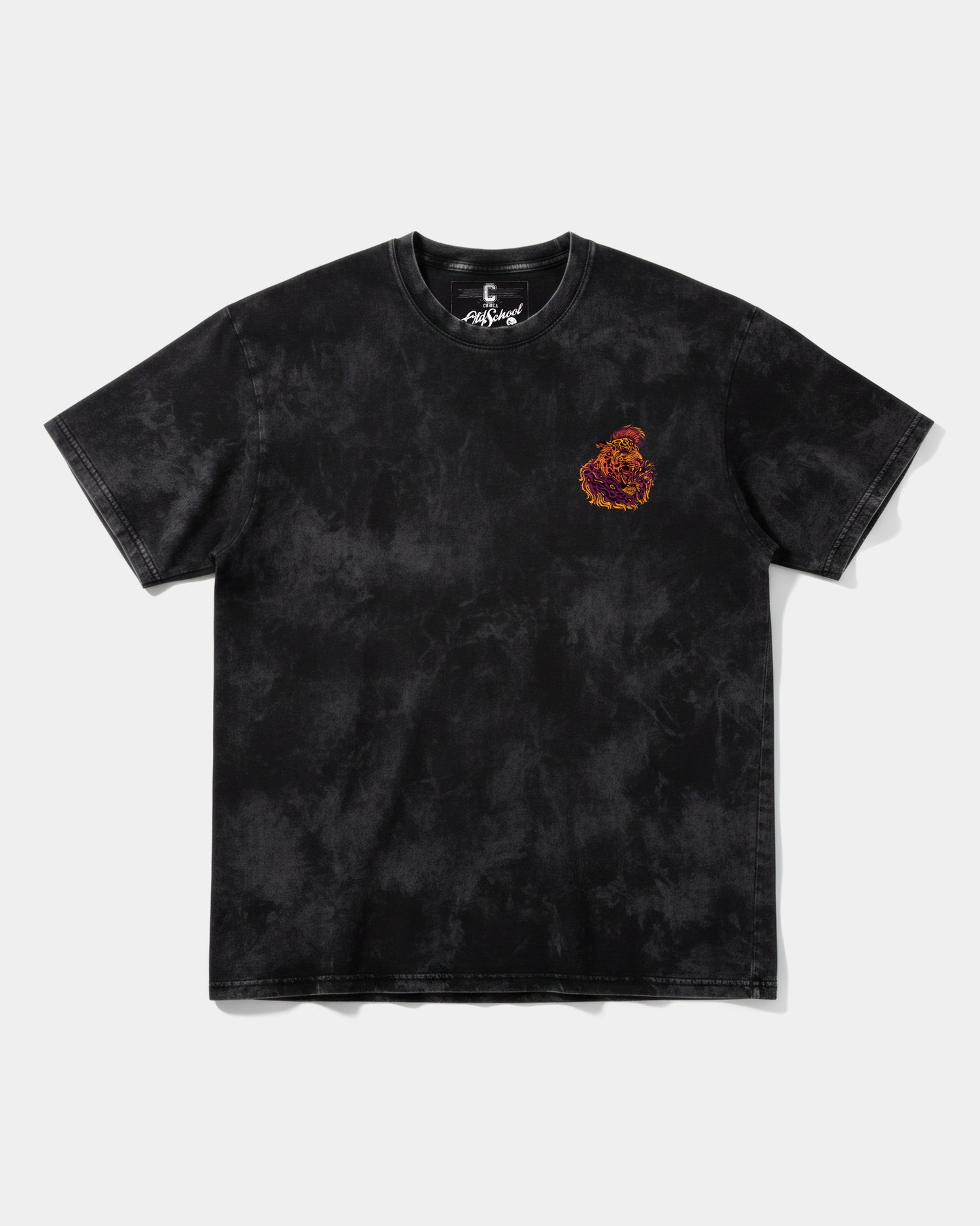 Camiseta Punk Leopard Pocket Front Oversize Acid Negro