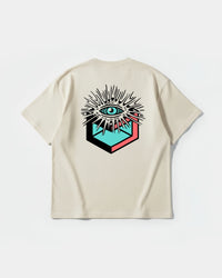 Camiseta Cubo Eyes Big Back Oversize Basic Beige