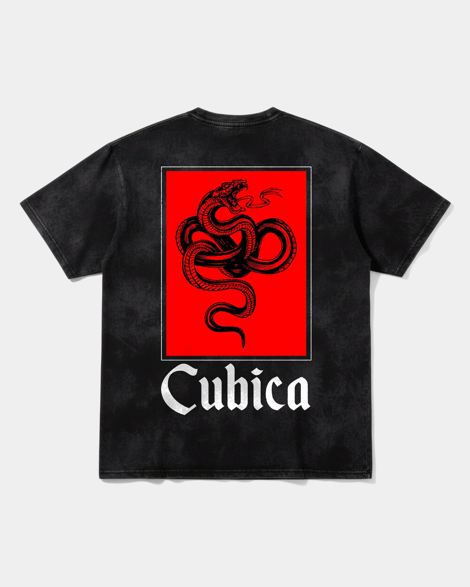 Camiseta Cubica Snake White Pocket Front Oversize Acid Negro