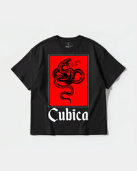 Camiseta Cubica Snake White Big Front Oversize Basic Negro