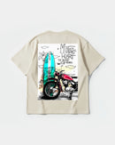 Camiseta Motor Heart White Pocket Front Oversize Basic Beige