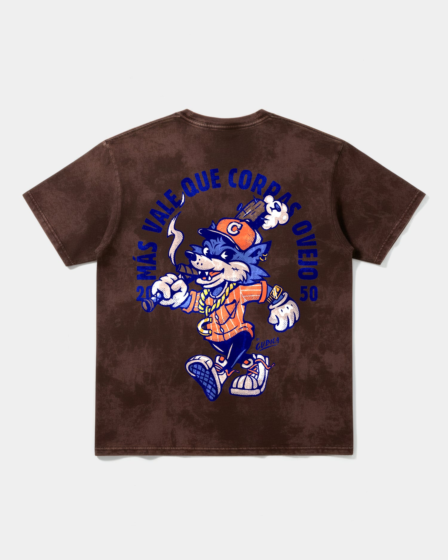 Camiseta Mas Vale Que Corras Pocket Front Oversize Acid Marron