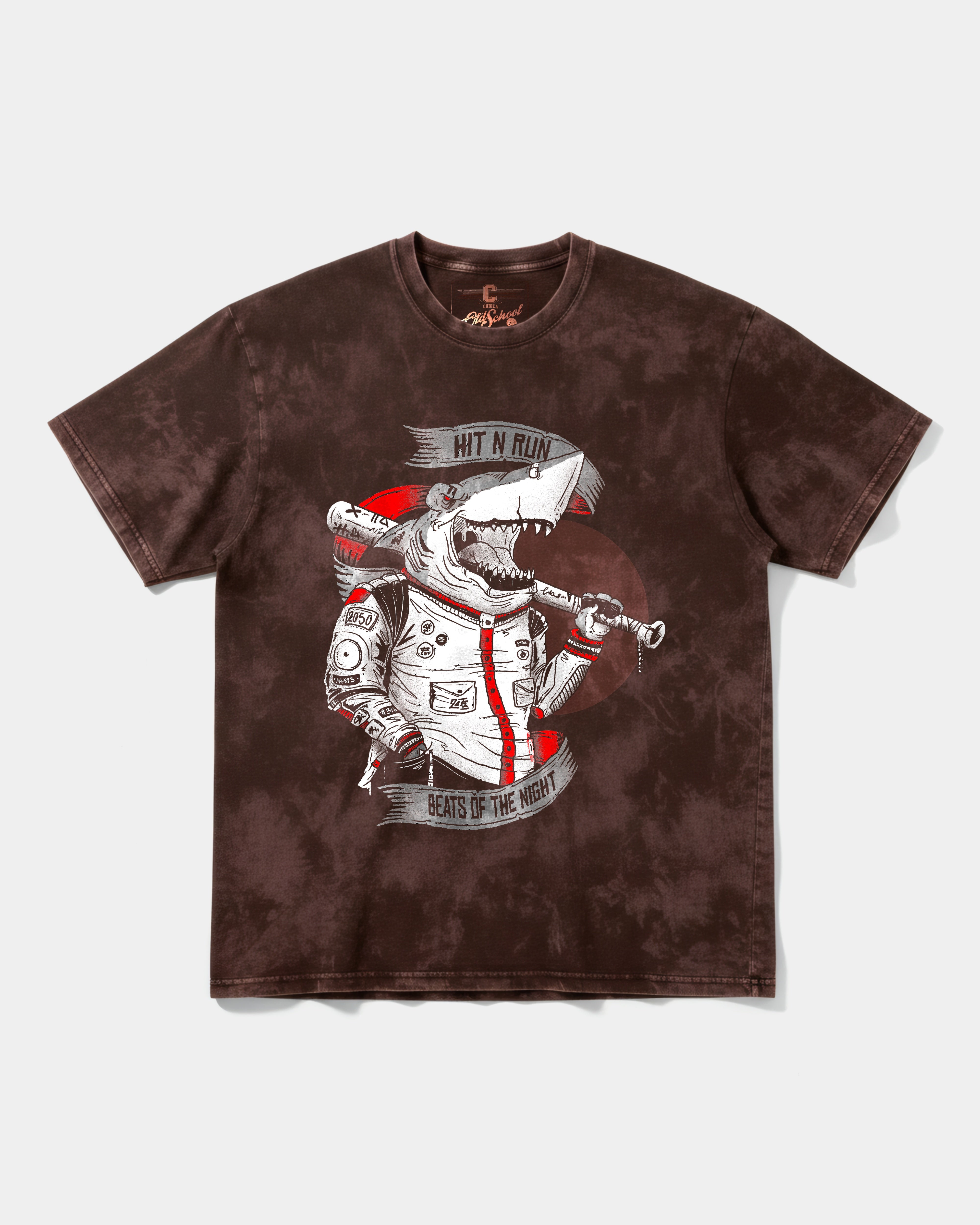 Camiseta Baseball Shark Big Front Oversize Acid Marron