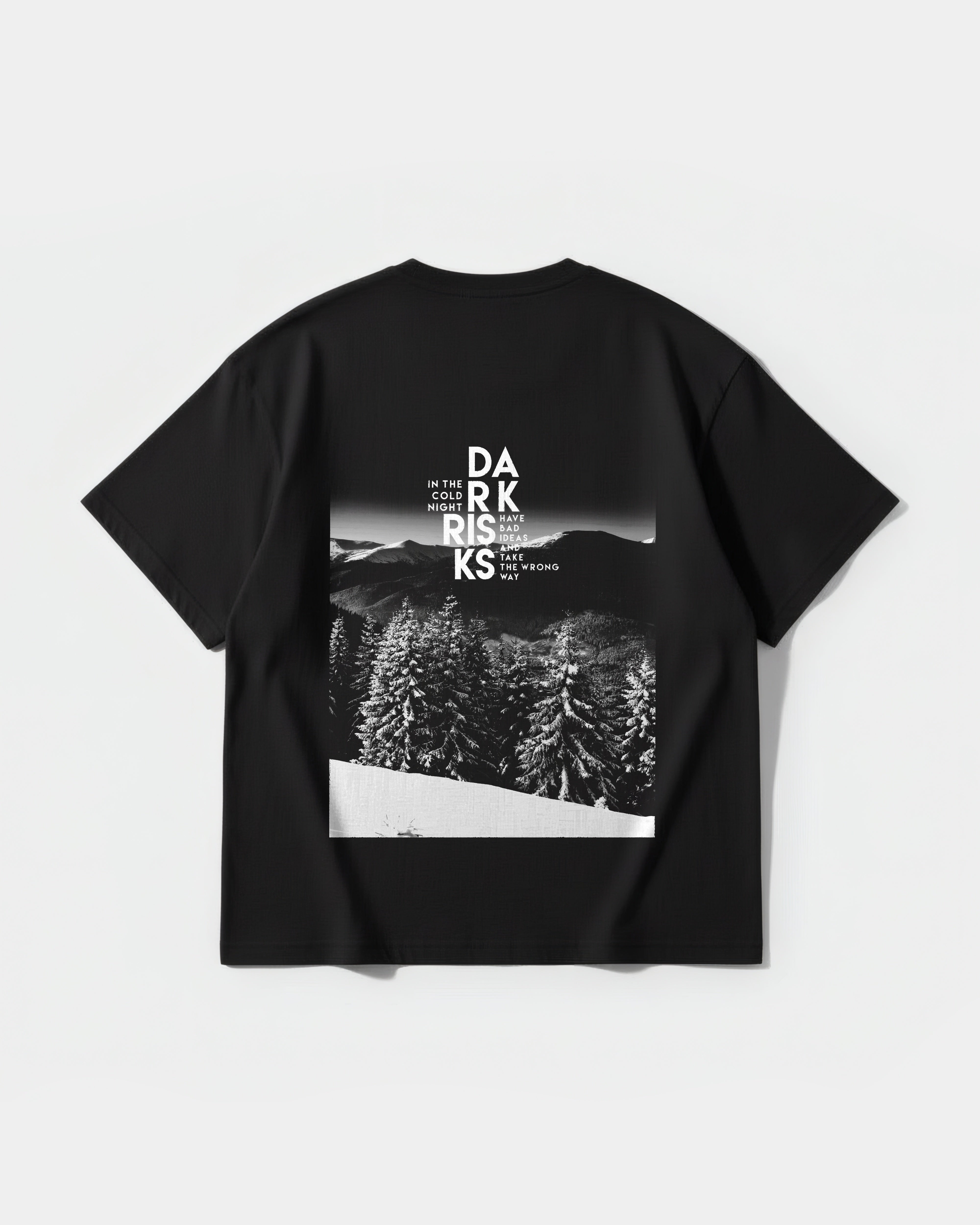 Dark Risk White Big Back Oversize Basic T-shirt
