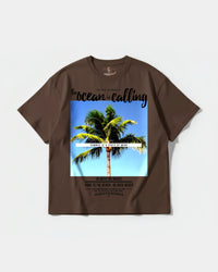 Camiseta Ocean Is Calling Big Front Oversize Basic Marron