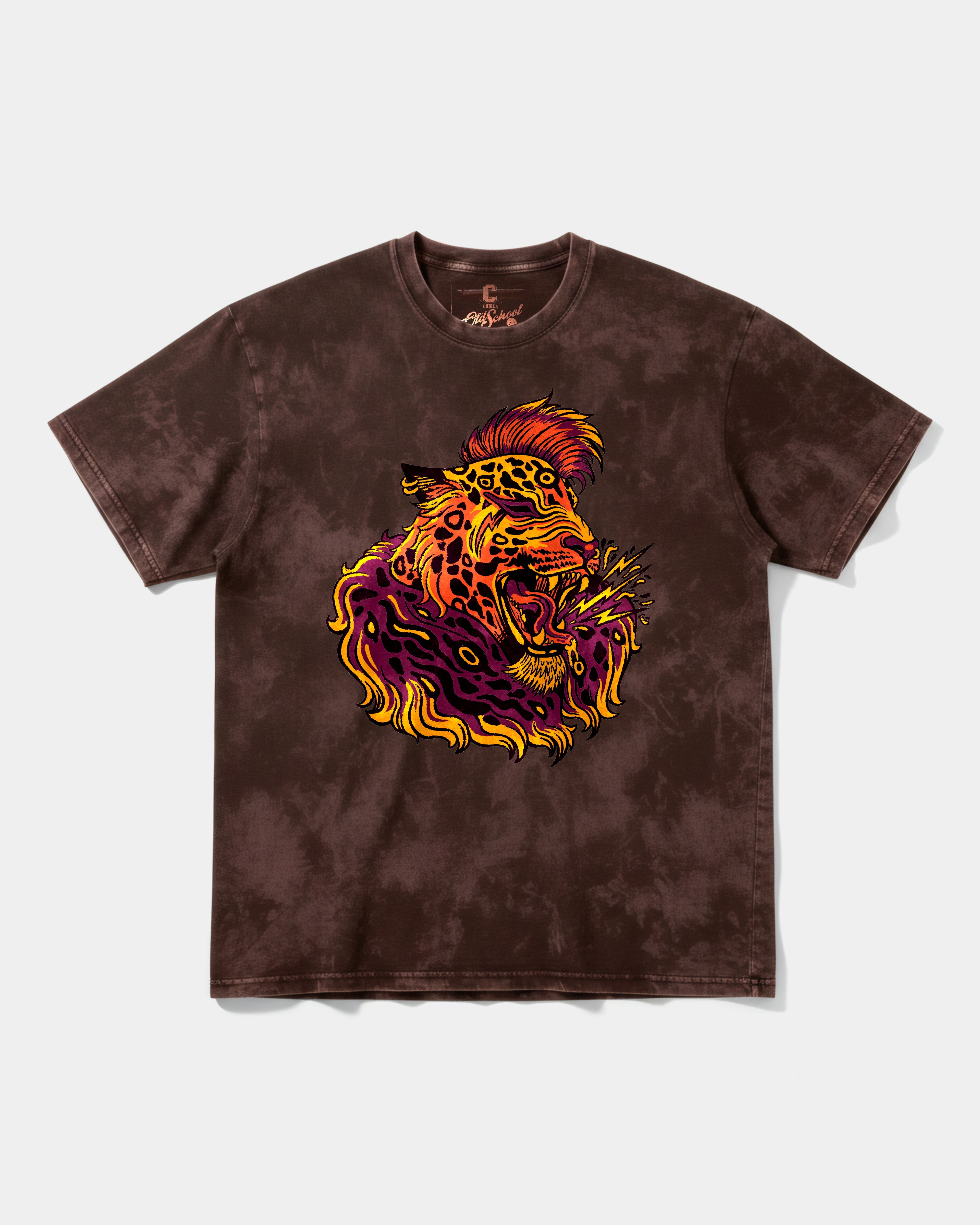 Camiseta Punk Leopard Big Front Oversize Acid Marron