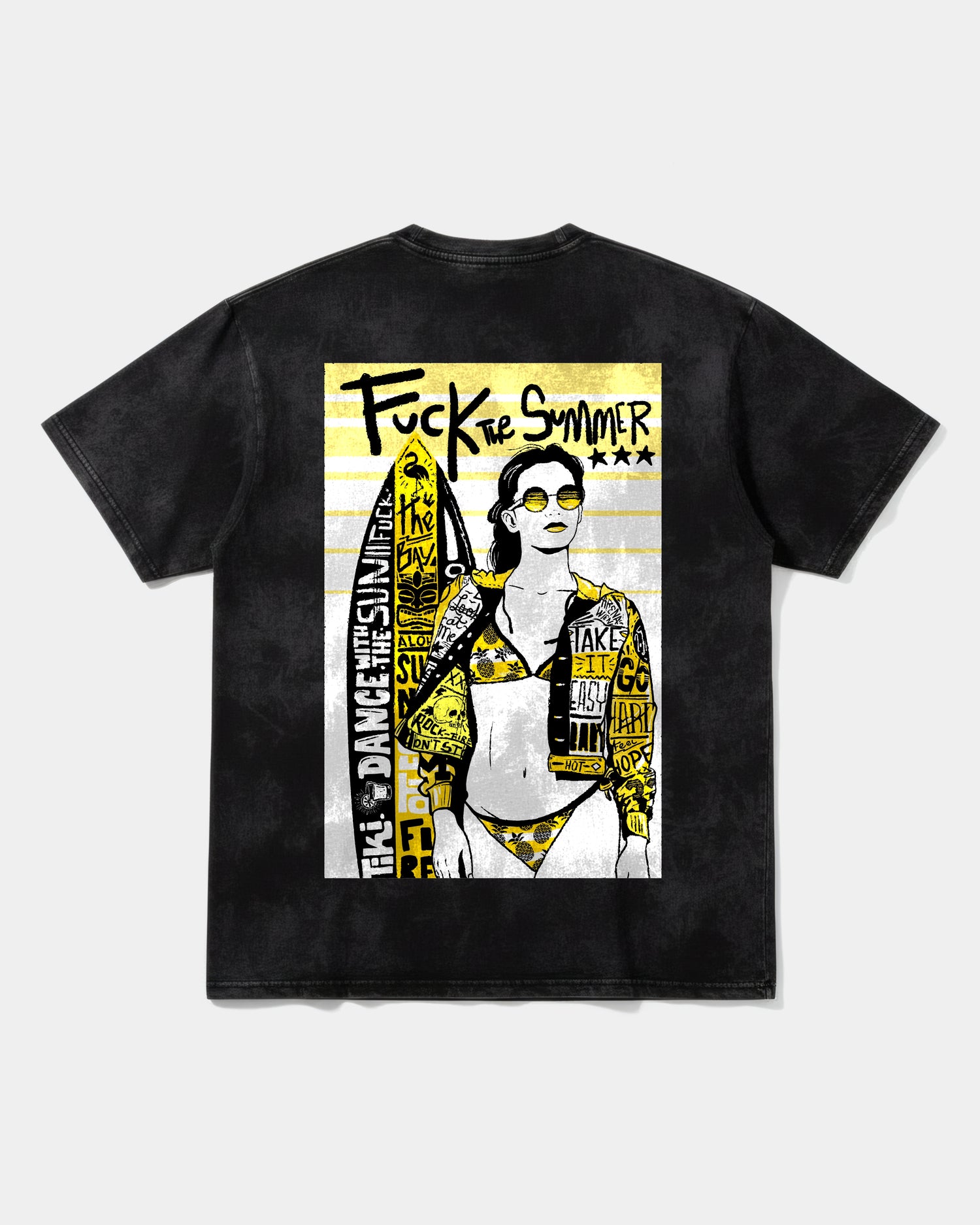 Camiseta Fuck The Summer Big Back Oversize Acid Negro