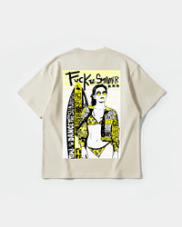Camiseta Fuck The Summer Big Back Oversize Basic Beige