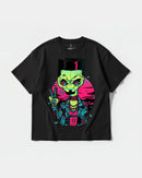Camiseta Alien In Miami Big Front Oversize Basic Negro