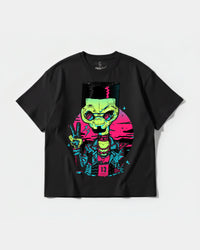 Camiseta Alien In Miami Big Front Oversize Basic Negro