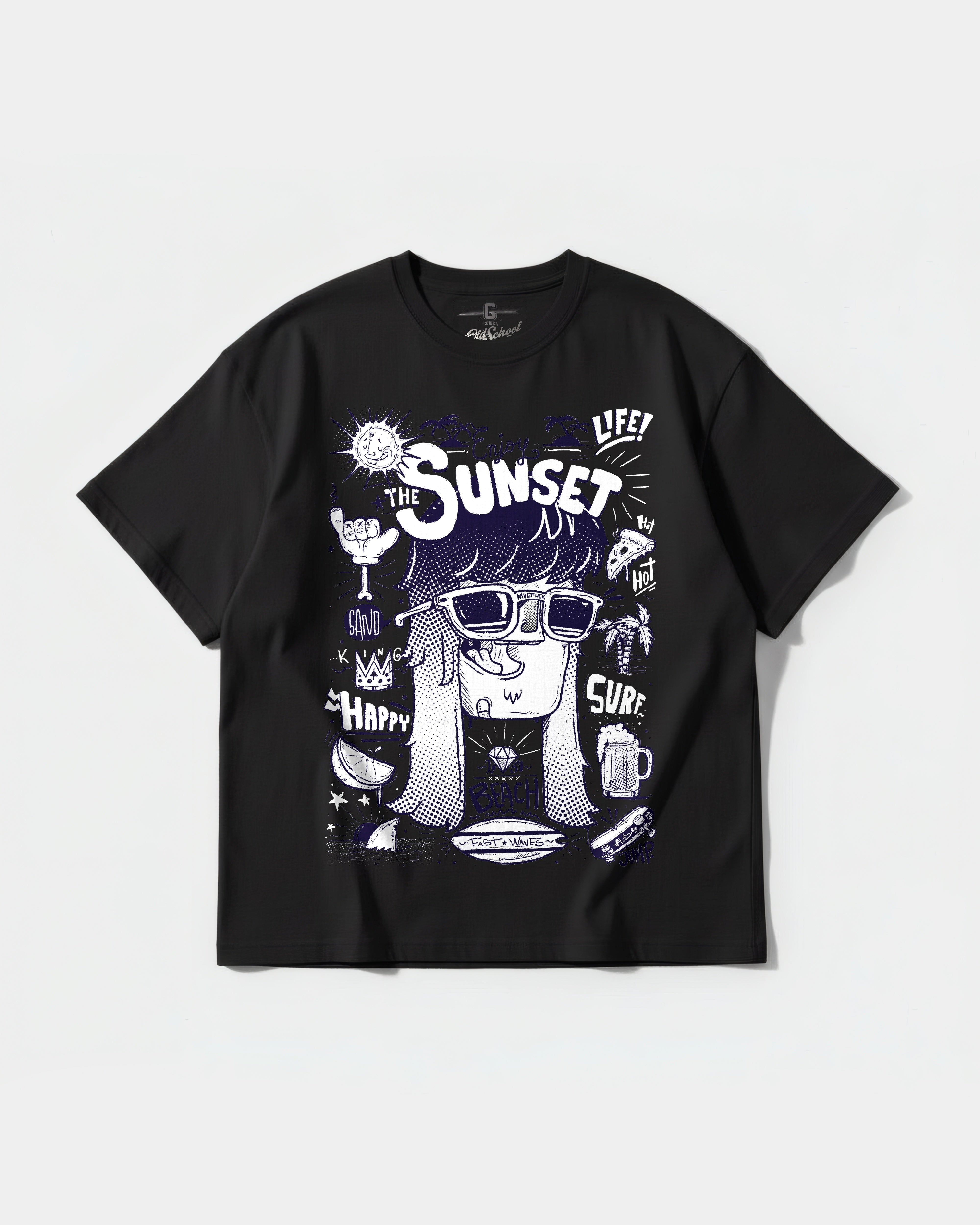 Enjoy Sunset Big Front Oversize Basic T-shirt