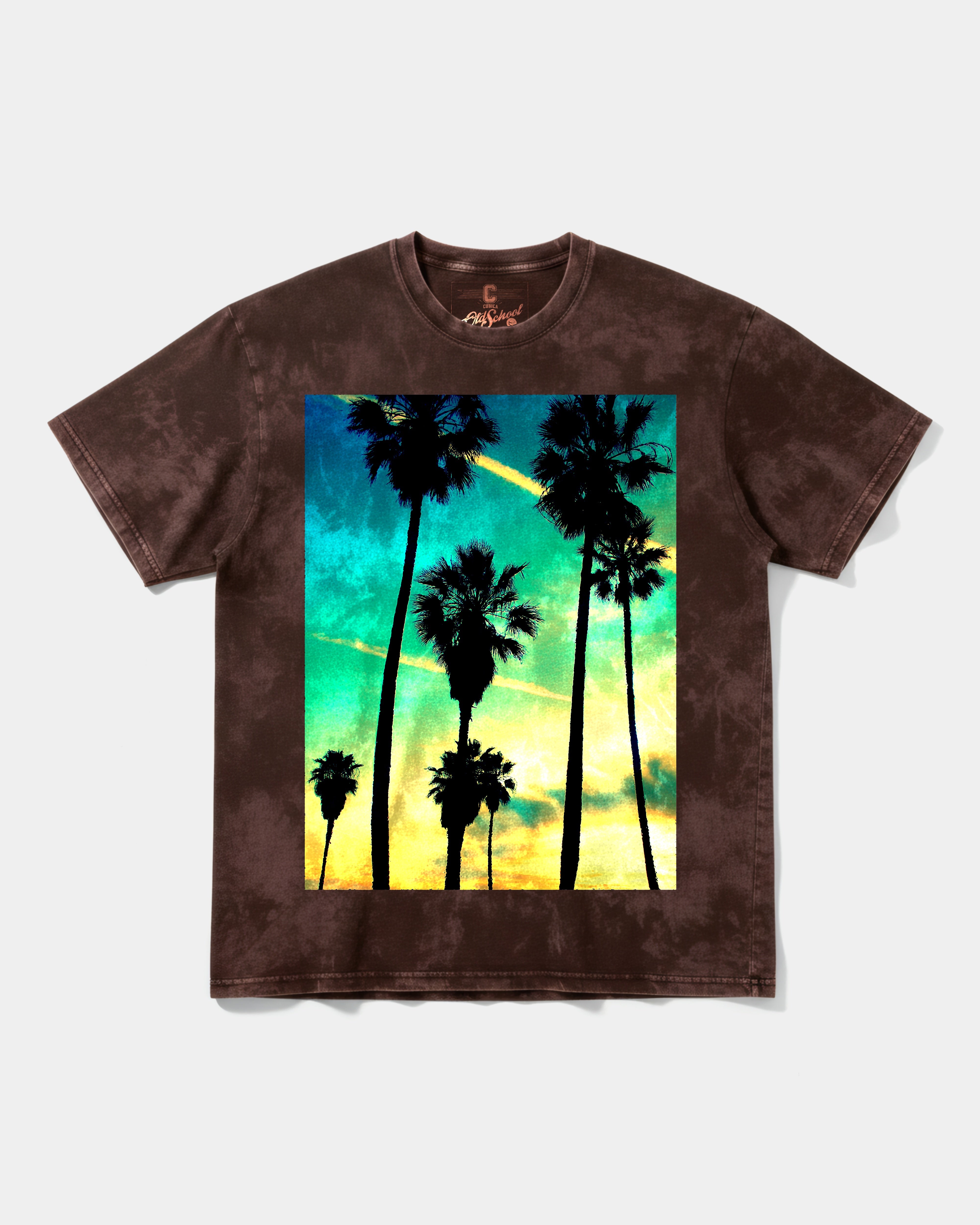 Camiseta Tropical Dusk Big Front Oversize Acid Marron