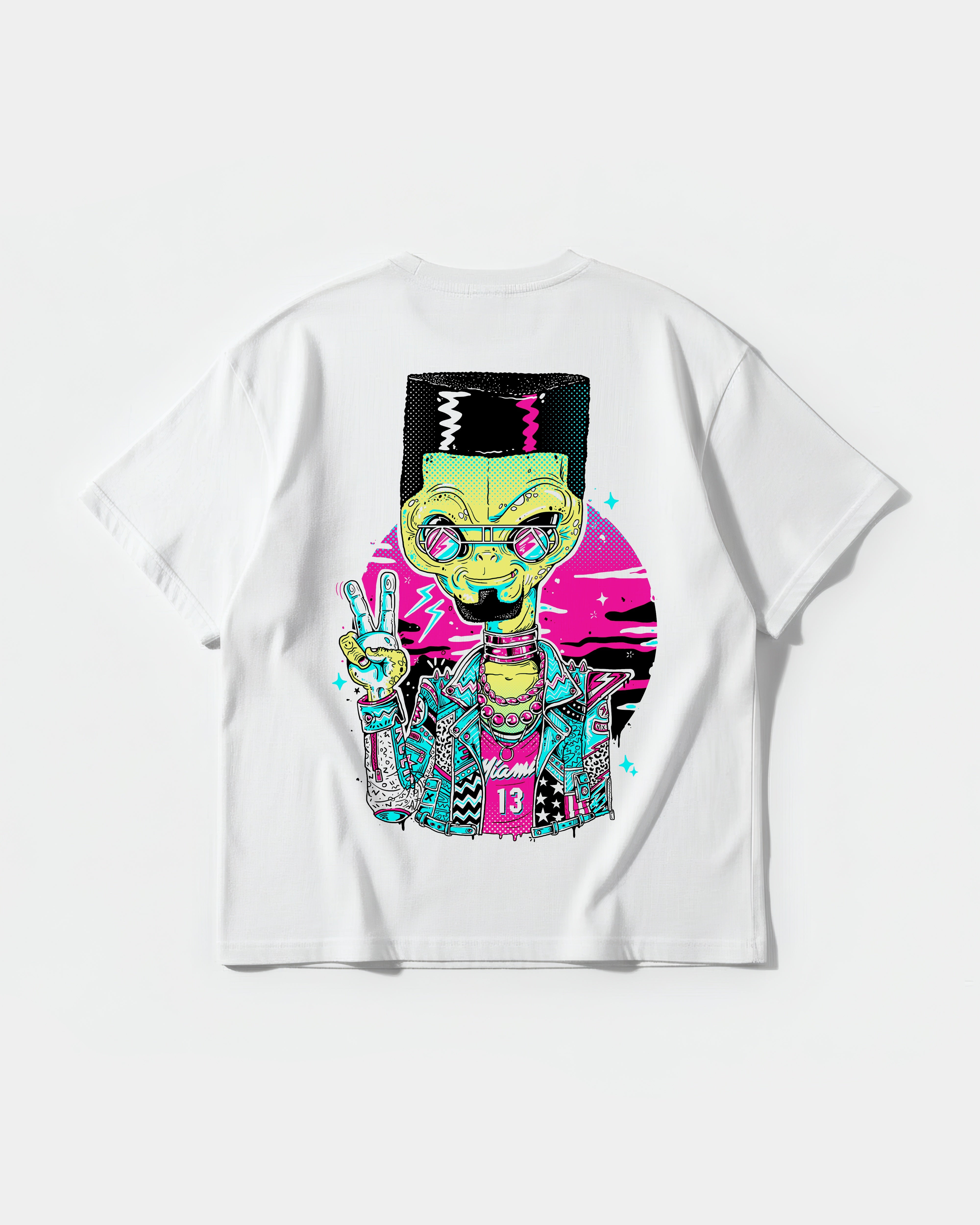 Alien In Miami Big Back Oversize Basic T-shirt