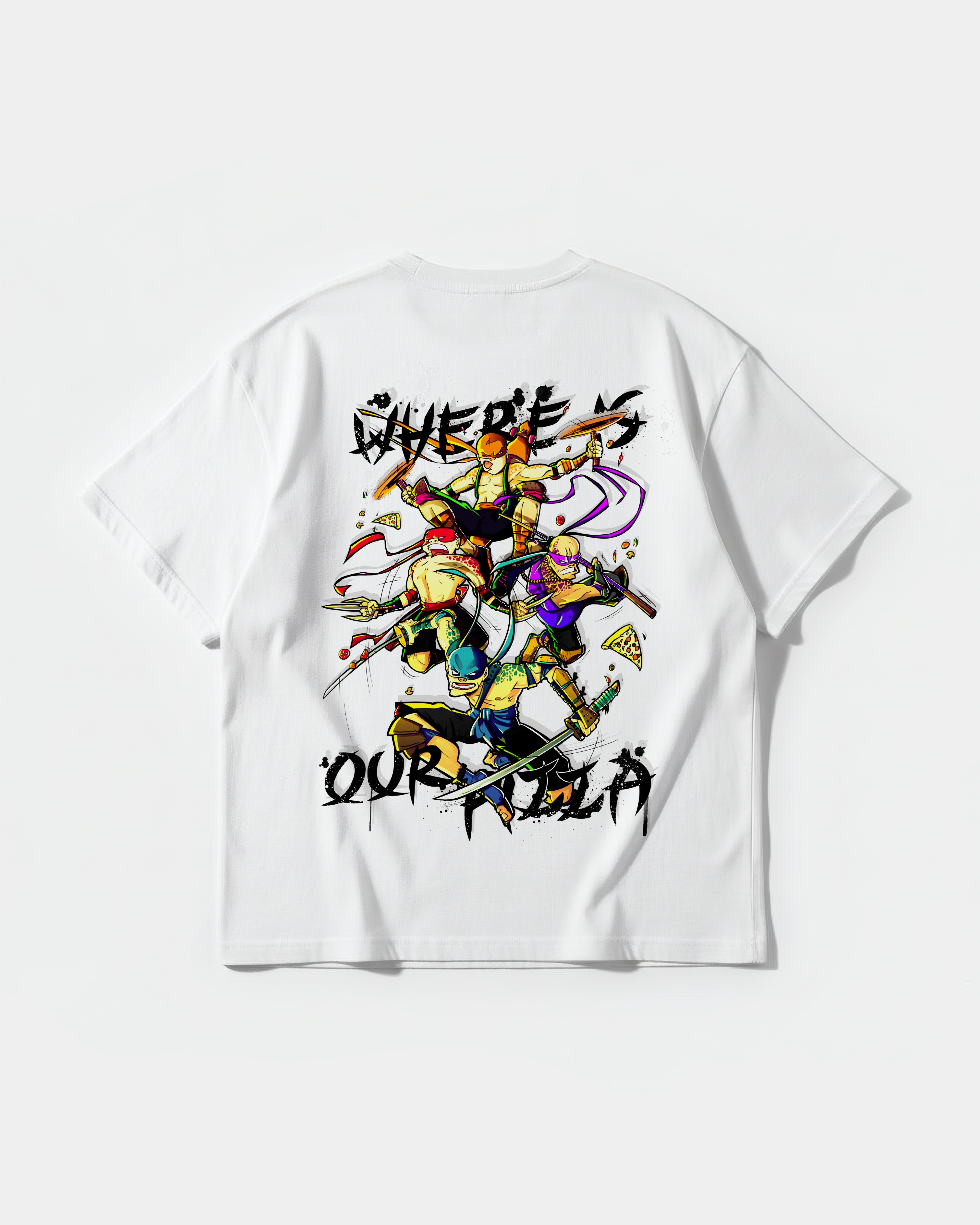 Wheres's Our Pizza Big Back Oversize Basic T-Shirt