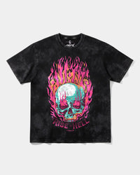 Camiseta Rise In Hell Big Front Oversize Acid Negro