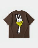 Camiseta Angry Fork Big Back Oversize Basic Marron
