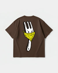 Camiseta Angry Fork Big Back Oversize Basic Marron