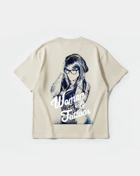 Camiseta Woman And Tattos Big Back Oversize Basic Beige