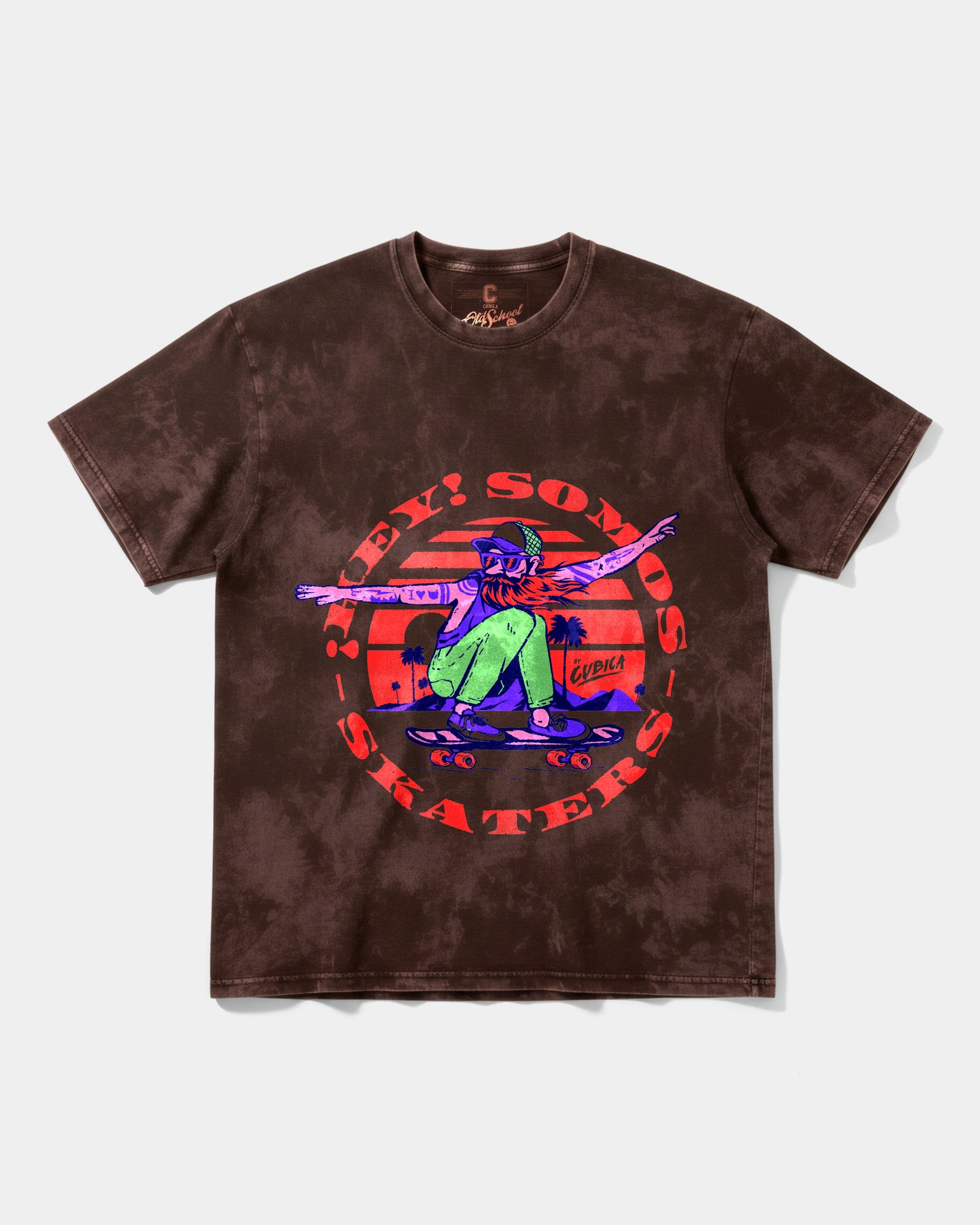 Camiseta Somos Skaters Big Front Oversize Acid Marron