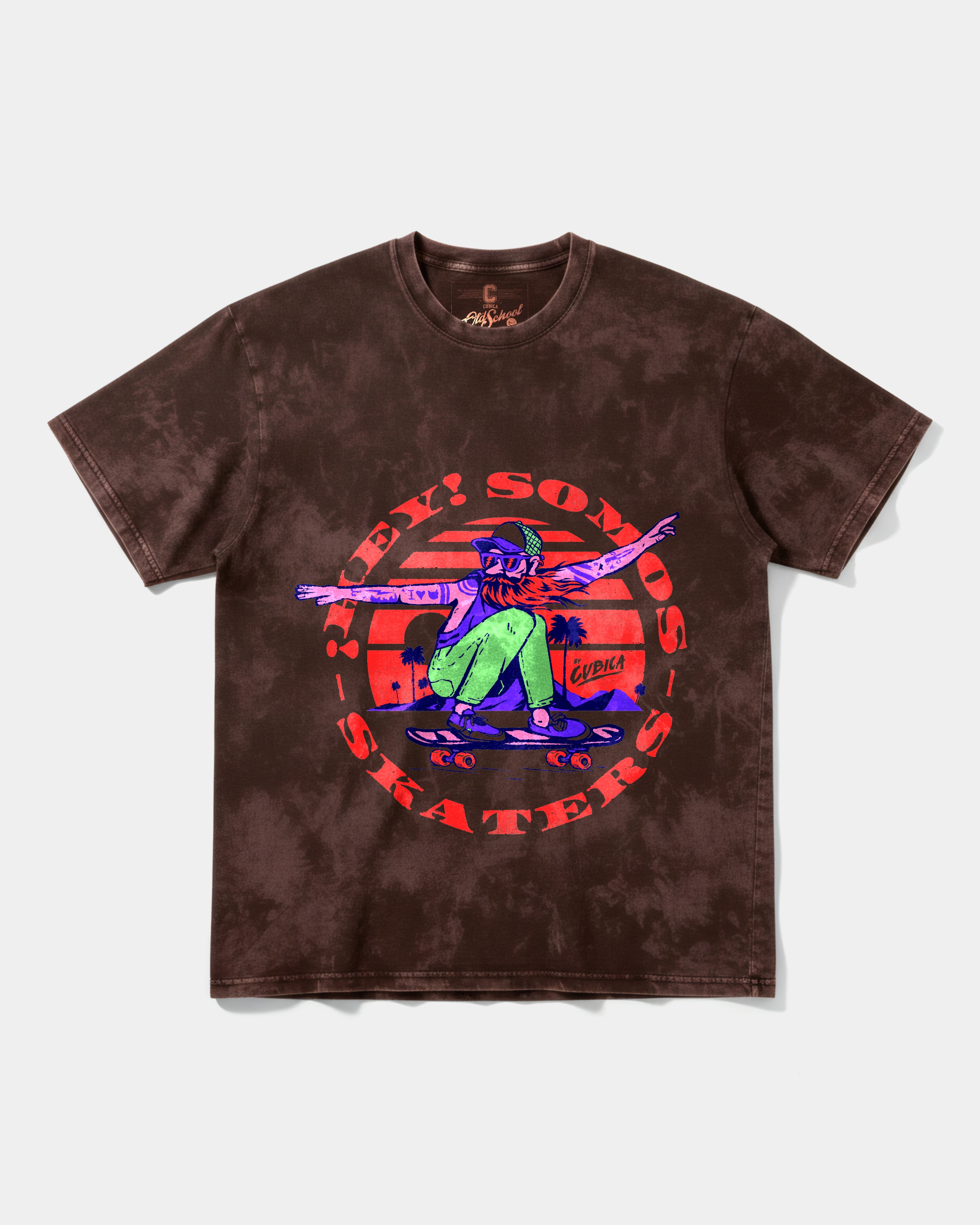 Camiseta Somos Skaters Big Front Oversize Acid Marron