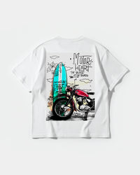 Camiseta Motor Heart White Pocket Front Oversize Basic Blanco