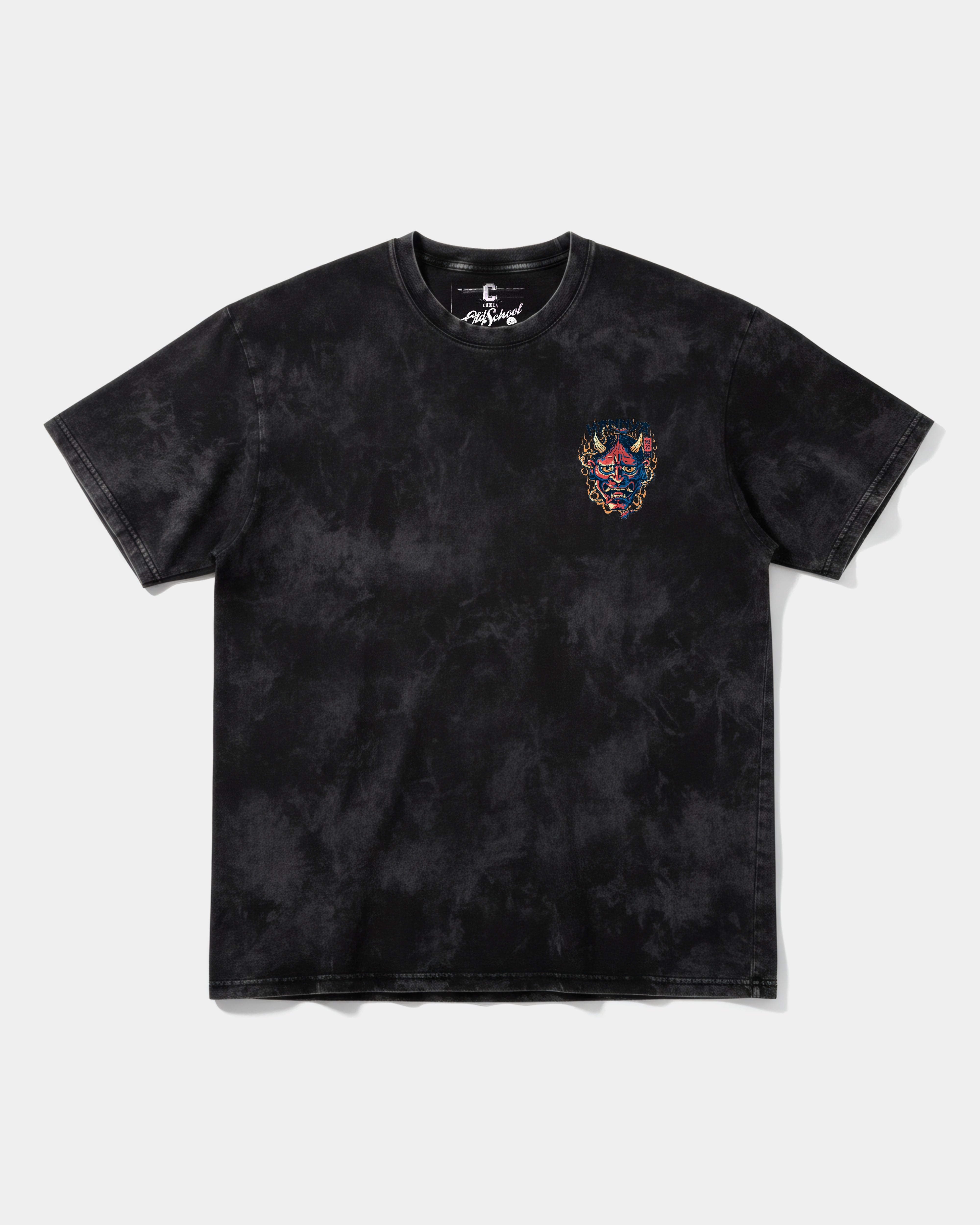 Camiseta China Hannya Big Front Oversize Acid Negro