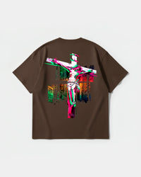 Camiseta Cristo Big Back Oversize Basic Marron