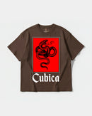 Camiseta Cubica Snake White Big Front Oversize Basic Marron