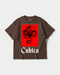 Camiseta Cubica Snake White Big Front Oversize Basic Marron
