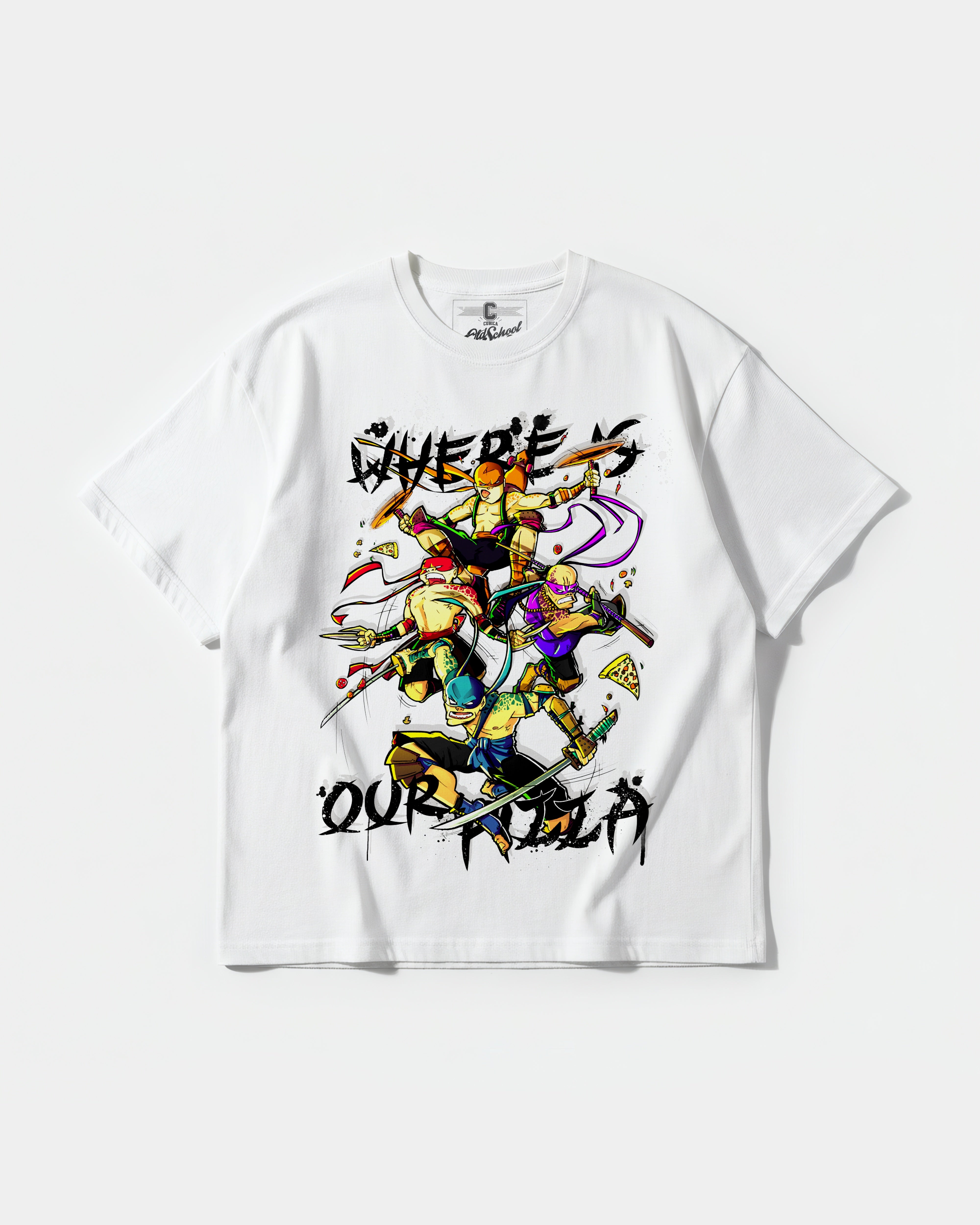 Where's Our Pizza Big Front Oversize Basic T-shirt