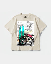 Camiseta Motor Heart Big Front Oversize Basic Beige