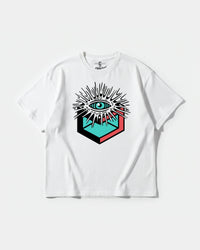Camiseta Cubo Eyes Big Front Oversize Basic Blanco