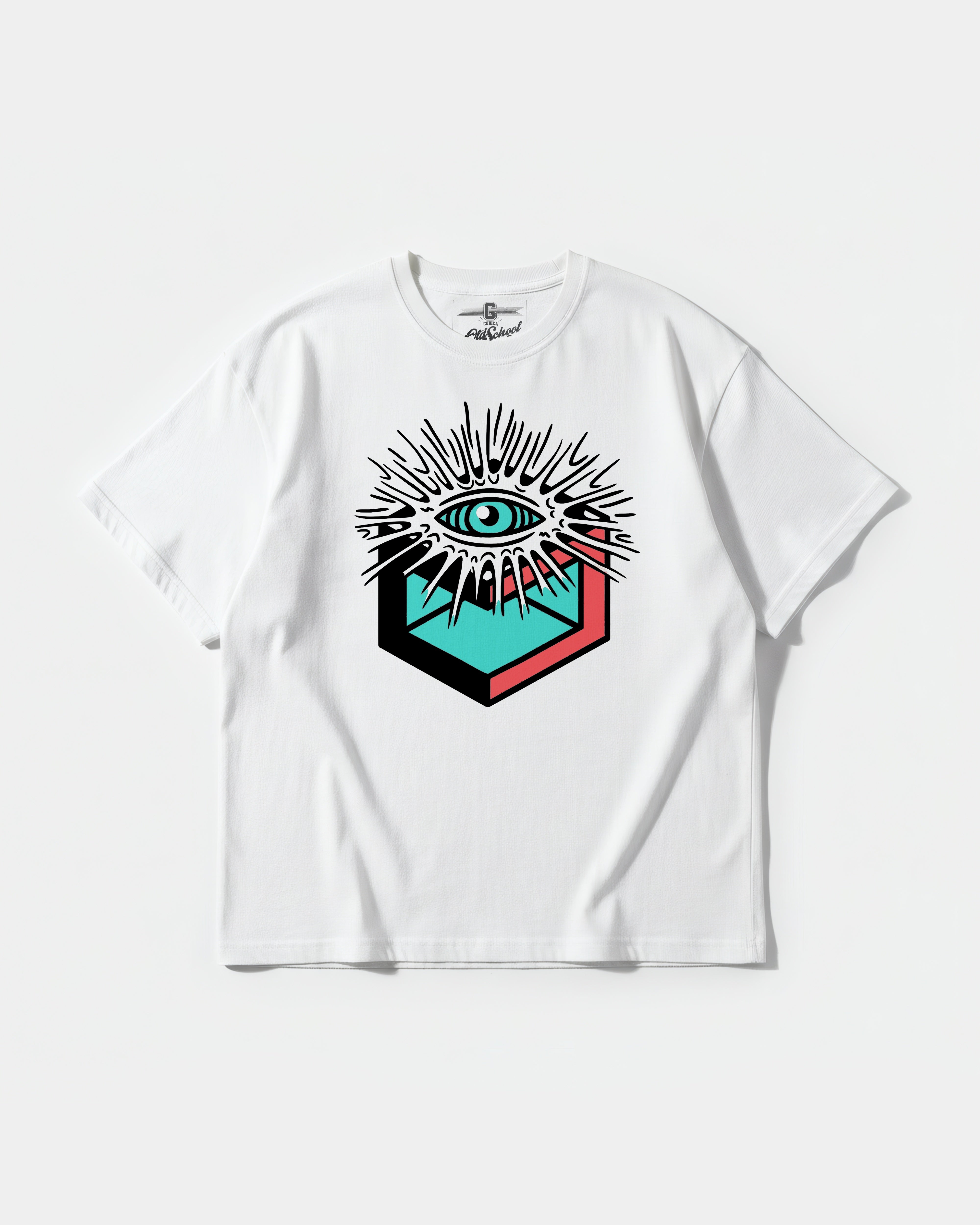Cube Eyes Big Front Oversize Basic T-shirt