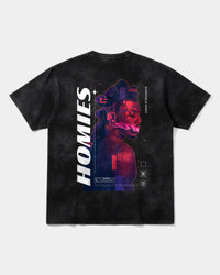 Camiseta Homies White Big Back Oversize Acid Negro