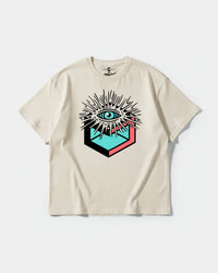 Camiseta Cubo Eyes Big Front Oversize Basic Beige