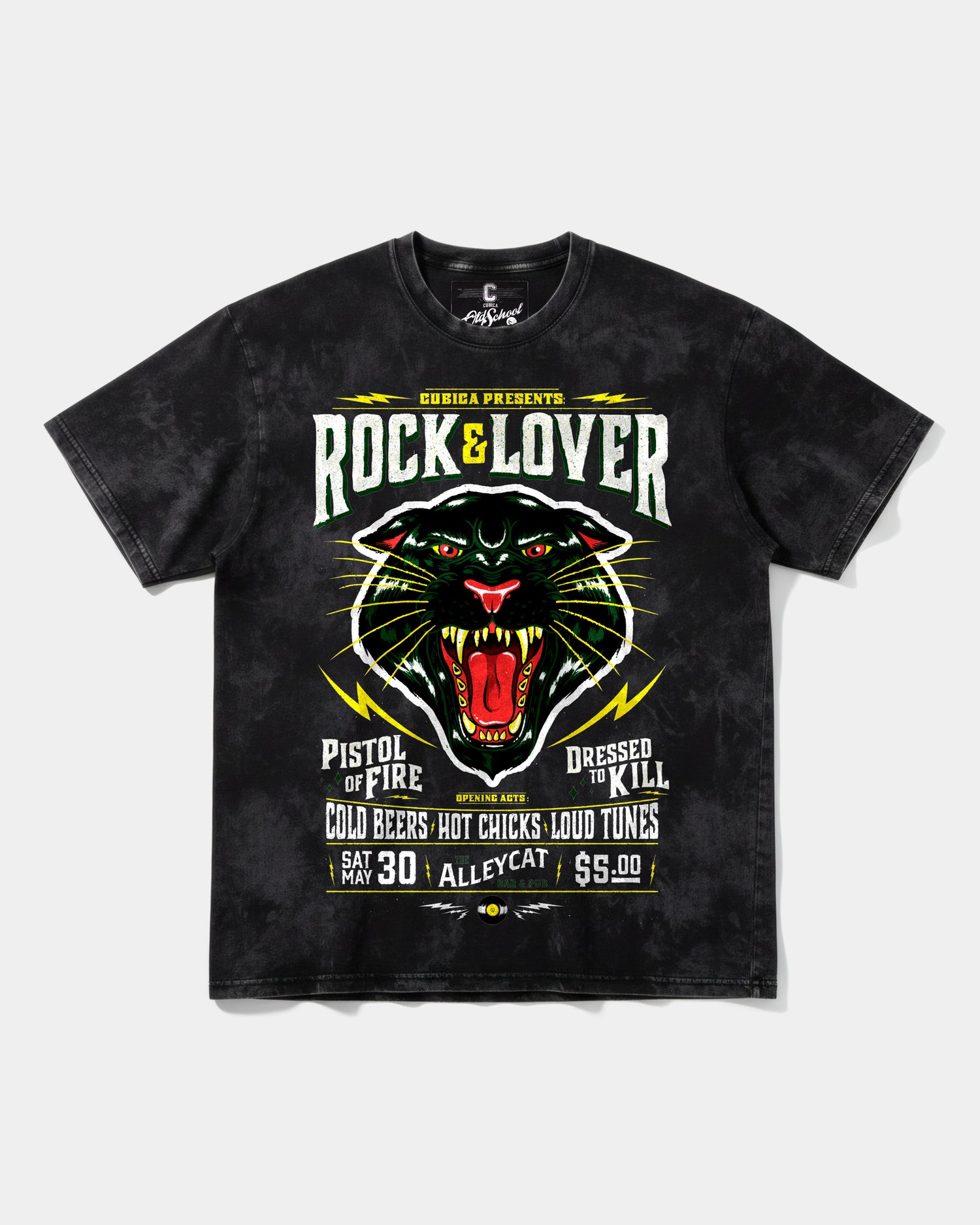 Camiseta Rock And Lover Big Front Oversize Acid Negro