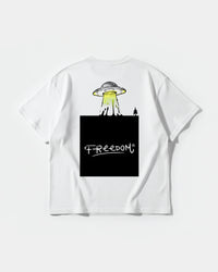 Camiseta Freedom Ufo Big Back Oversize Basic Blanco