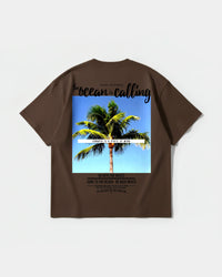 Camiseta Ocean Is Calling Big Back Oversize Basic Marron