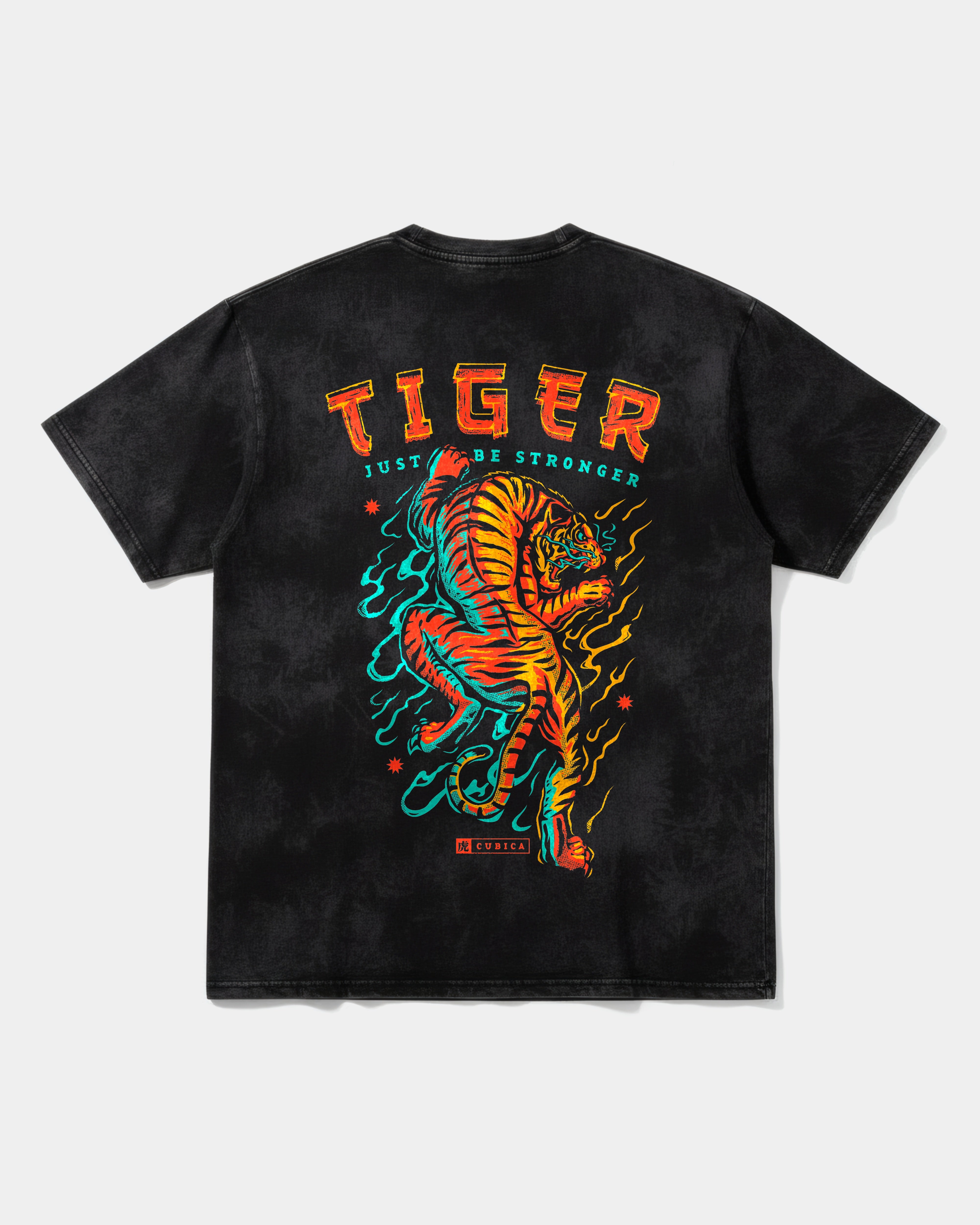 Camiseta Just Be Stronger Chest Front Oversize Acid Negro