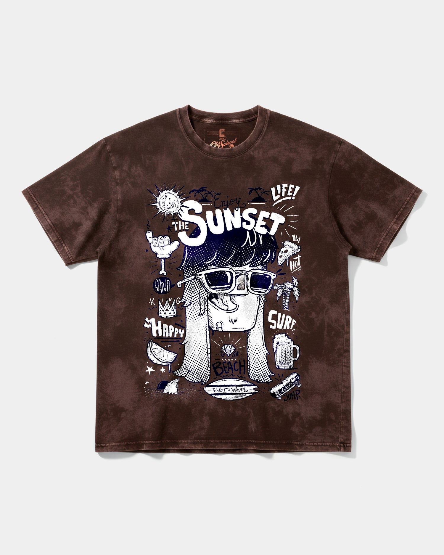 Camiseta Enjoy Sunset Big Front Oversize Acid Marron
