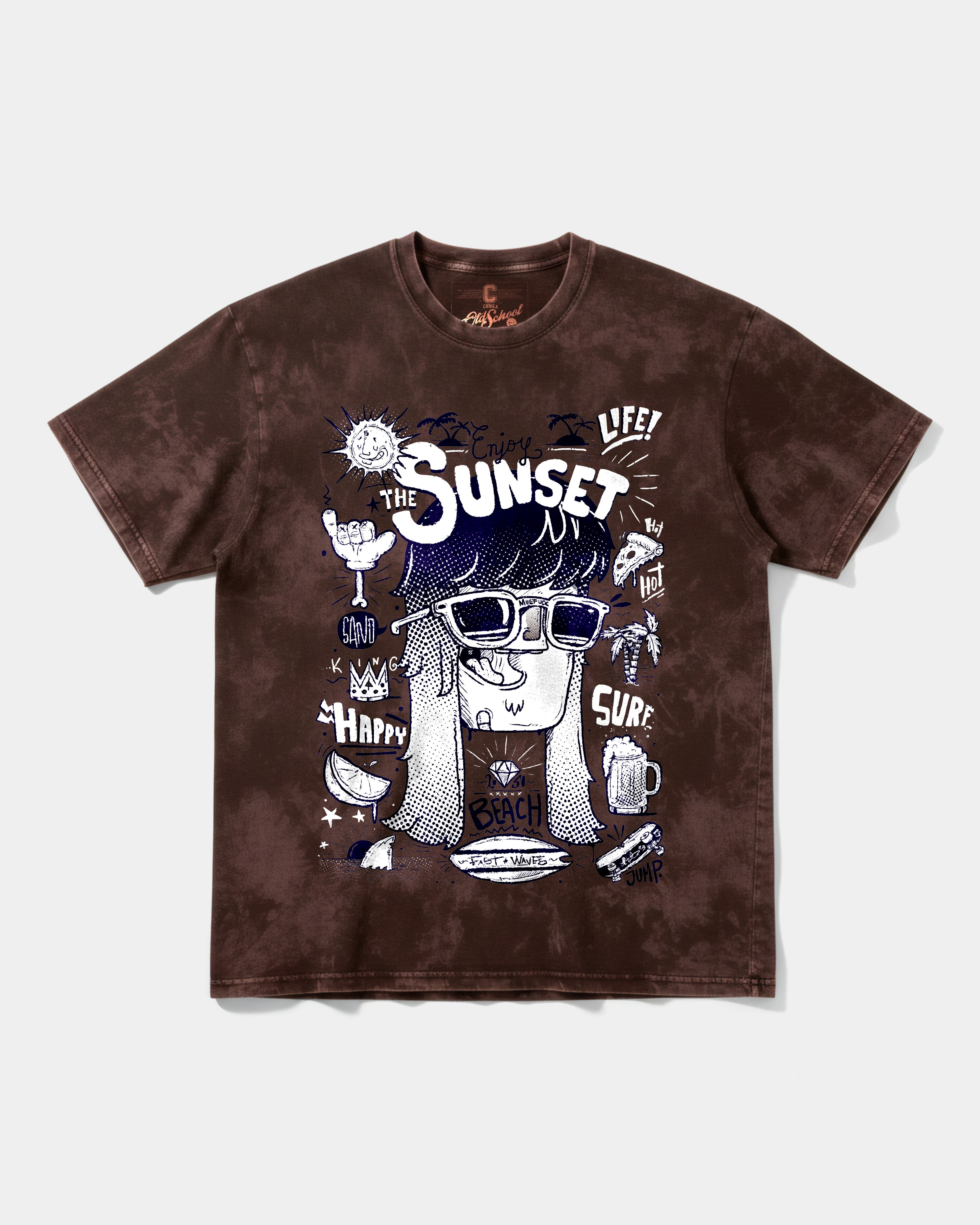 Camiseta Enjoy Sunset Big Front Oversize Acid Marron