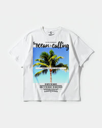 Camiseta Ocean Is Calling Big Front Oversize Basic Blanco