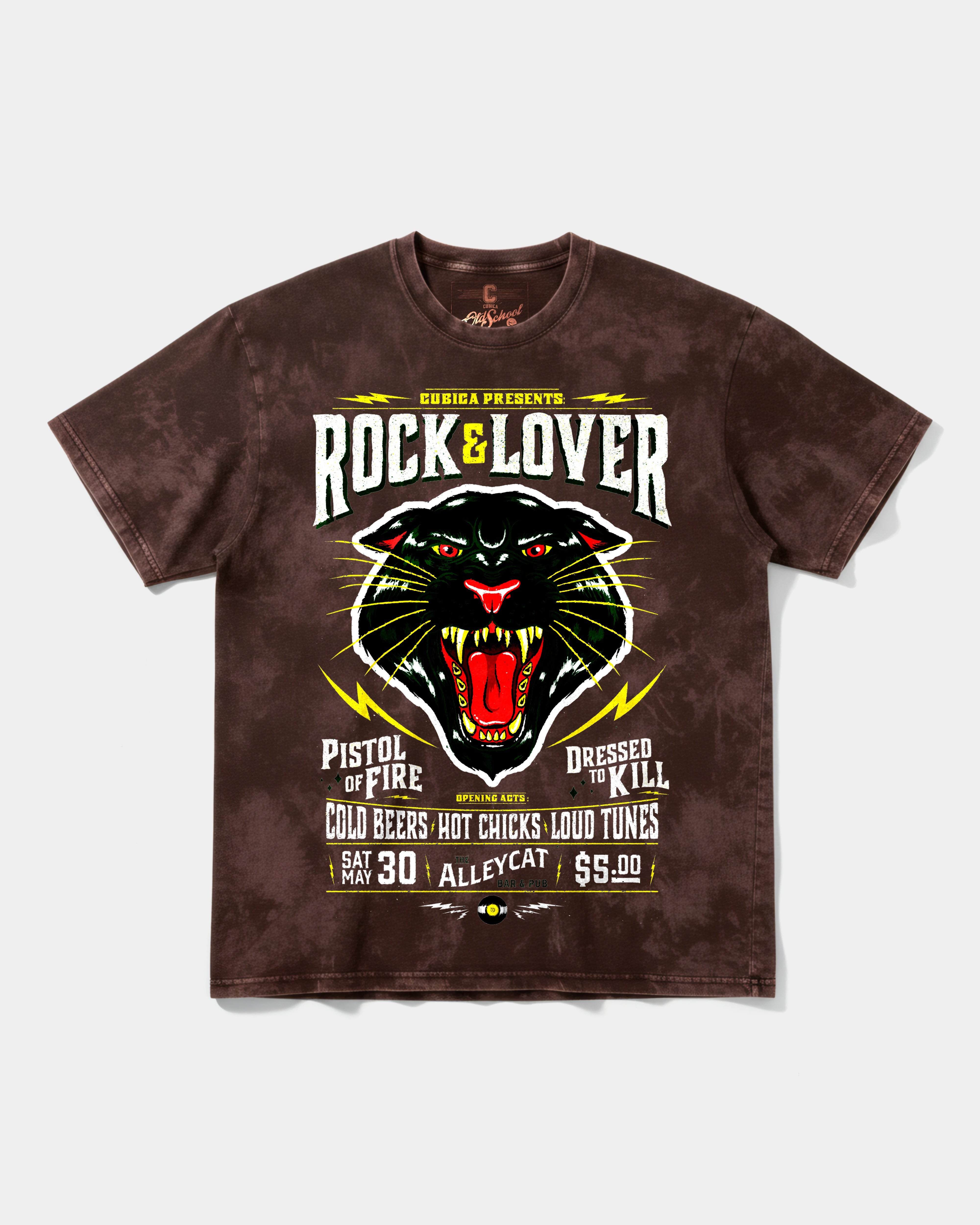 Camiseta Rock And Lover Big Front Oversize Acid Marron