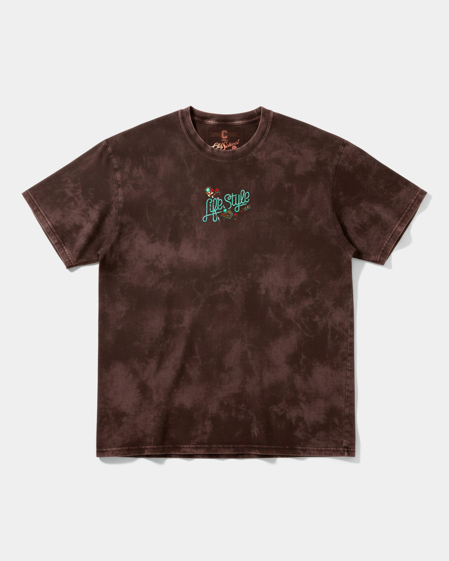 Camiseta Hipster Bear Pocket Front Oversize Acid Marron