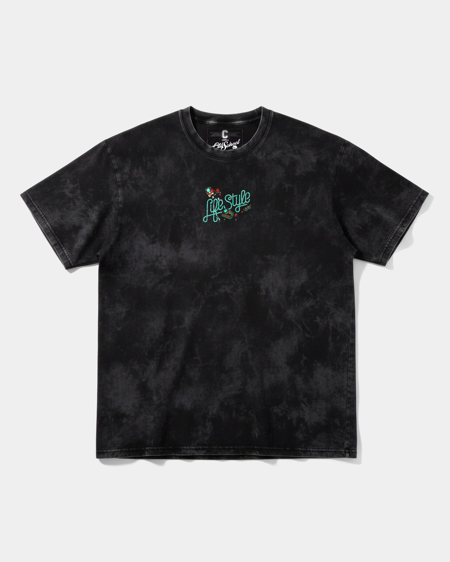 Camiseta Hipster Bear Pocket Front Oversize Acid Negro
