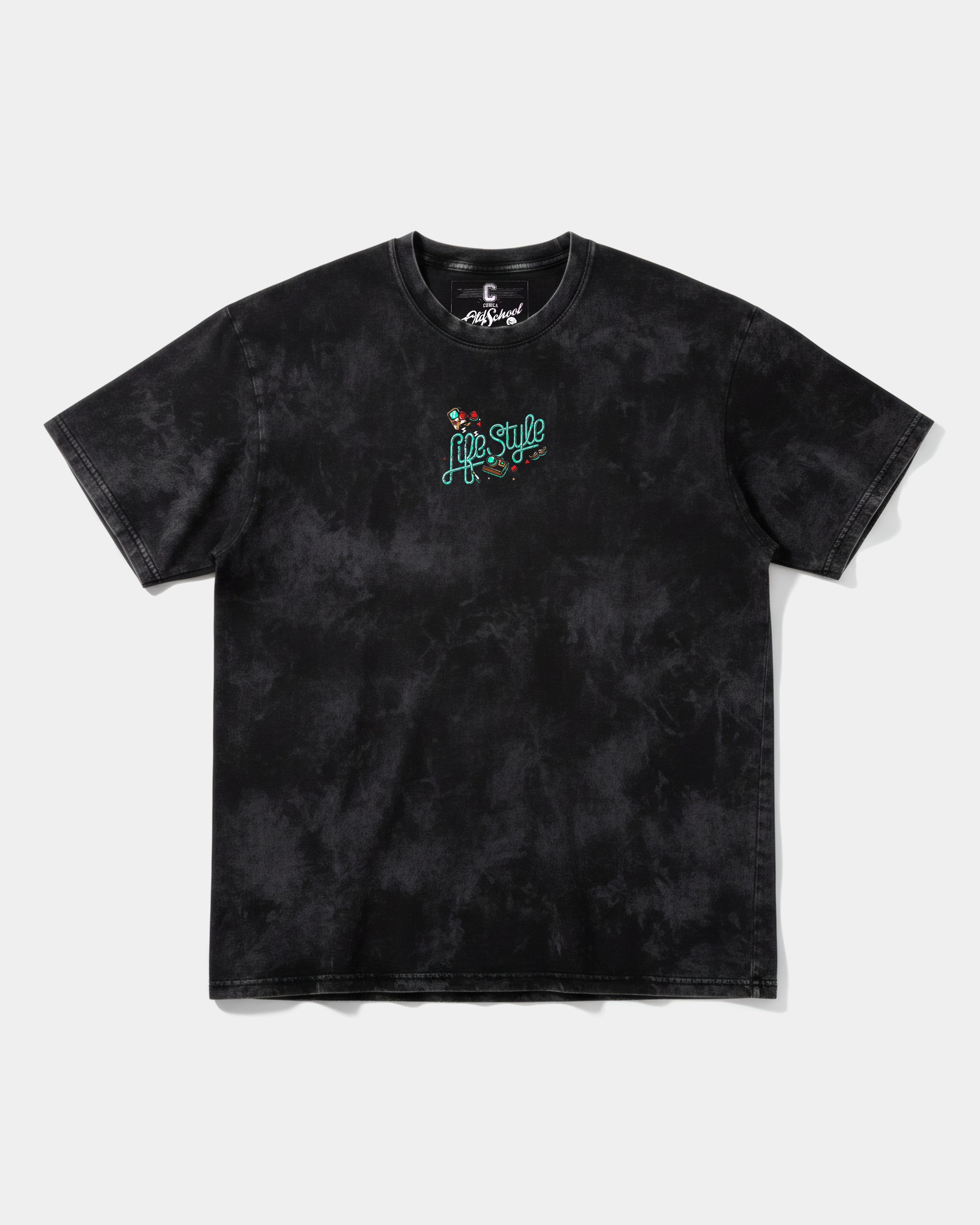 Camiseta Hipster Bear Pocket Front Oversize Acid Negro
